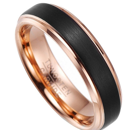 Outer Surface Black Matte Plated Rose Gold 6MM Ring