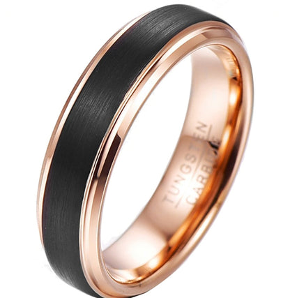 Outer Surface Black Matte Plated Rose Gold 6MM Ring