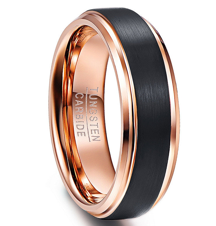 Outer Surface Black Matte Plated Rose Gold 6MM Ring