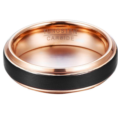 Outer Surface Black Matte Plated Rose Gold 6MM Ring